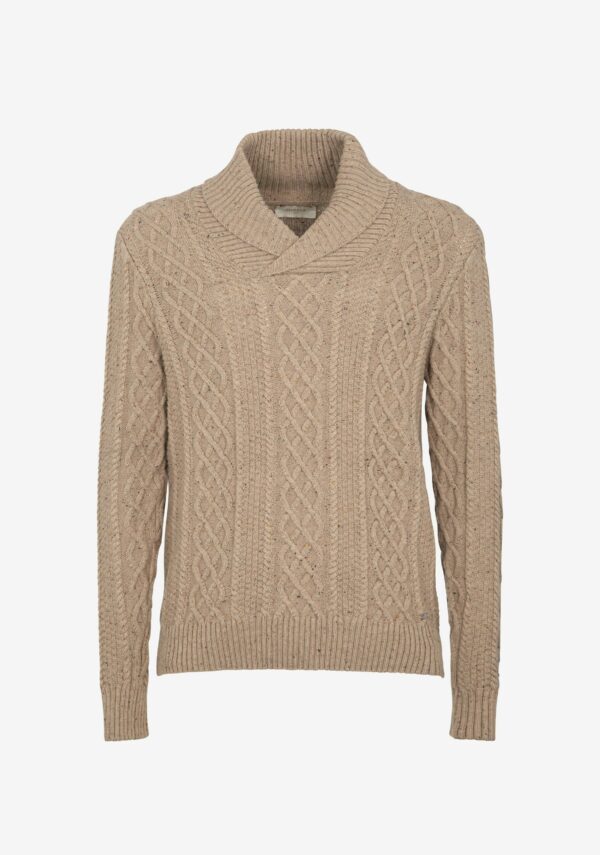 Maglia collo sciallato trecce