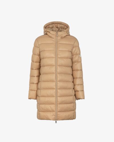 Piumino lungo in nylon cappuccio