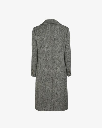 Cappotto lungo monopetto in tessuto spigato