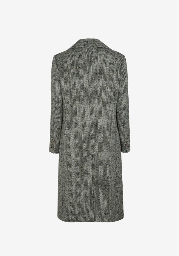 Cappotto lungo monopetto in tessuto spigato