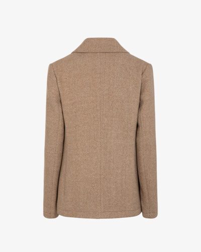 Cappotto corto doppiopetto in tessuto spigato