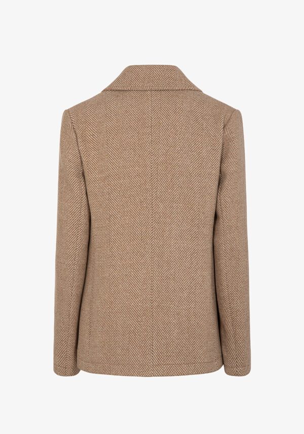 Cappotto corto doppiopetto in tessuto spigato