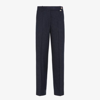 Pantalone straight in tessuto gessato