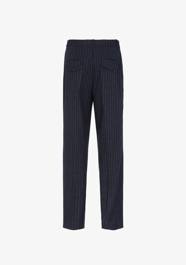 Pantalone straight in tessuto gessato