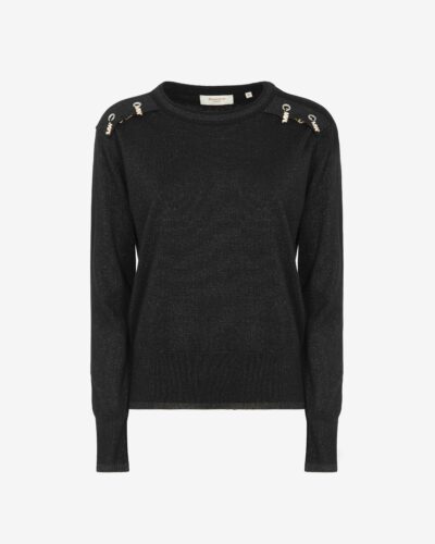 Girocollo dettagli lurex applicazioni spalle