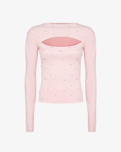 Maglia con apertura e pietre