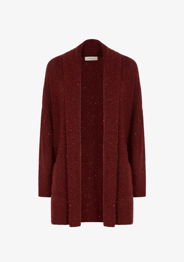 Cardigan ampio con filo paillettes con cintura