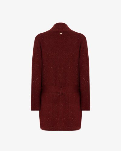 Cardigan ampio con filo paillettes con cintura