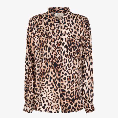 Blusa in raso di viscosa stampa animalier