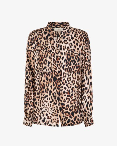 Blusa in raso di viscosa stampa animalier