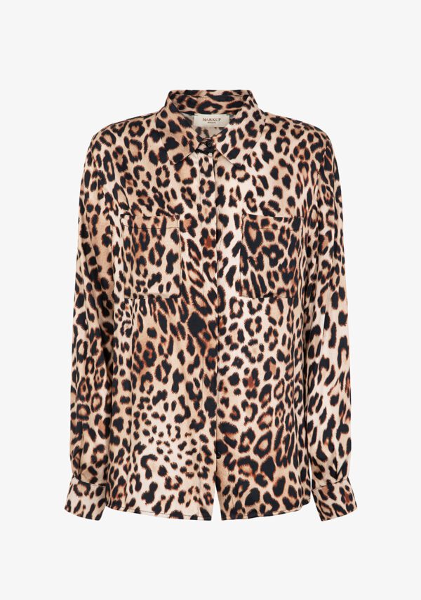 Blusa in raso di viscosa stampa animalier