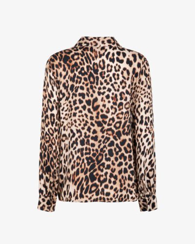 Blusa in raso di viscosa stampa animalier