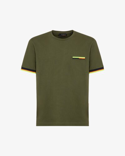 Girocollo piquet stretch con dettagli multicolor