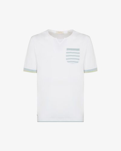 Girocollo jersey con taschino e inserti in maglia