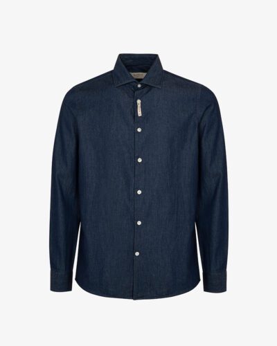 Camicia manica lunga collo francese in denim