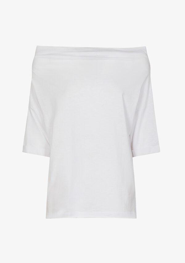 T-shirt cotone scollo barca