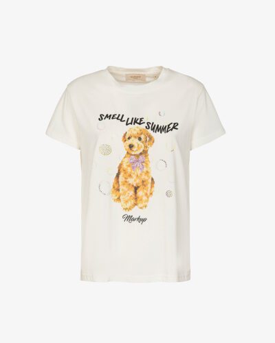 T-shirt con stampa e strass