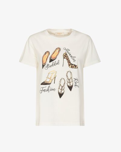T-shirt con stampa e strass
