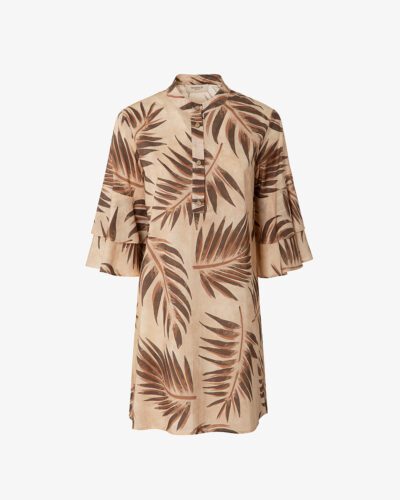Abito corto in popeline stampa foliage