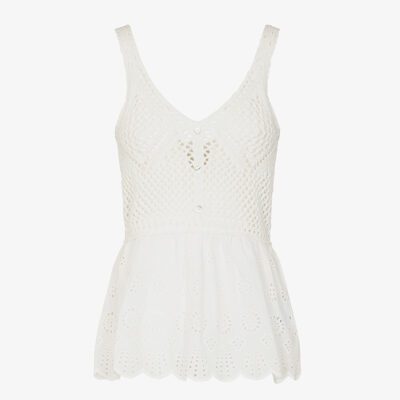 Top crochet e pizzo sangallo