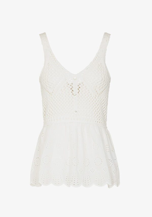 Top crochet e pizzo sangallo