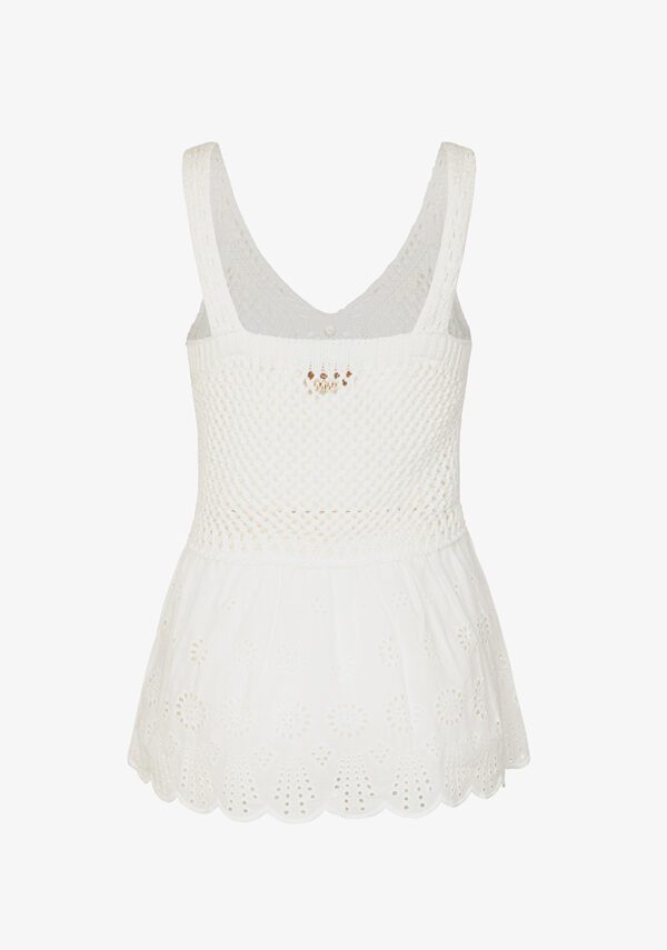 Top crochet e pizzo sangallo
