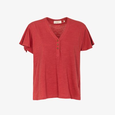 T-shirt scollo V jersey fiammato