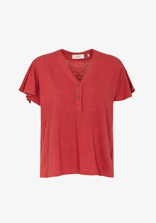 T-shirt scollo V jersey fiammato
