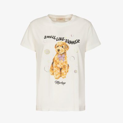 T-shirt con stampa e strass