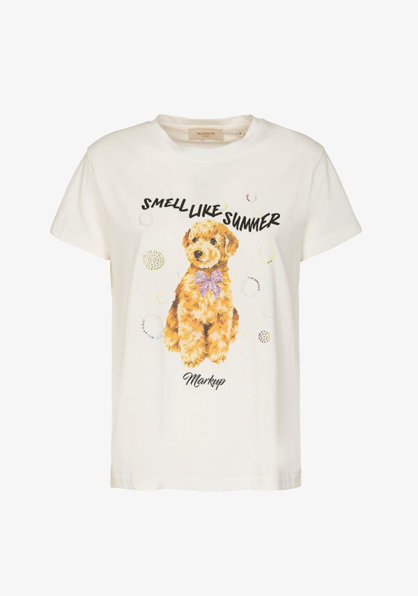 T-shirt con stampa e strass