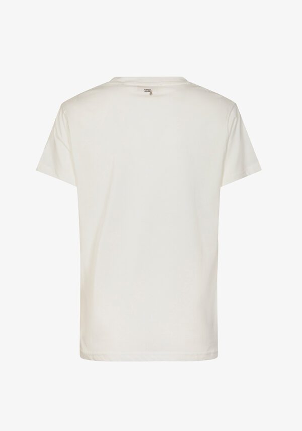 T-shirt con stampa e strass