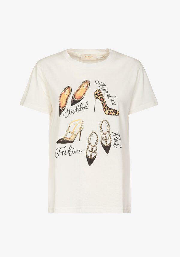 T-shirt con stampa e strass