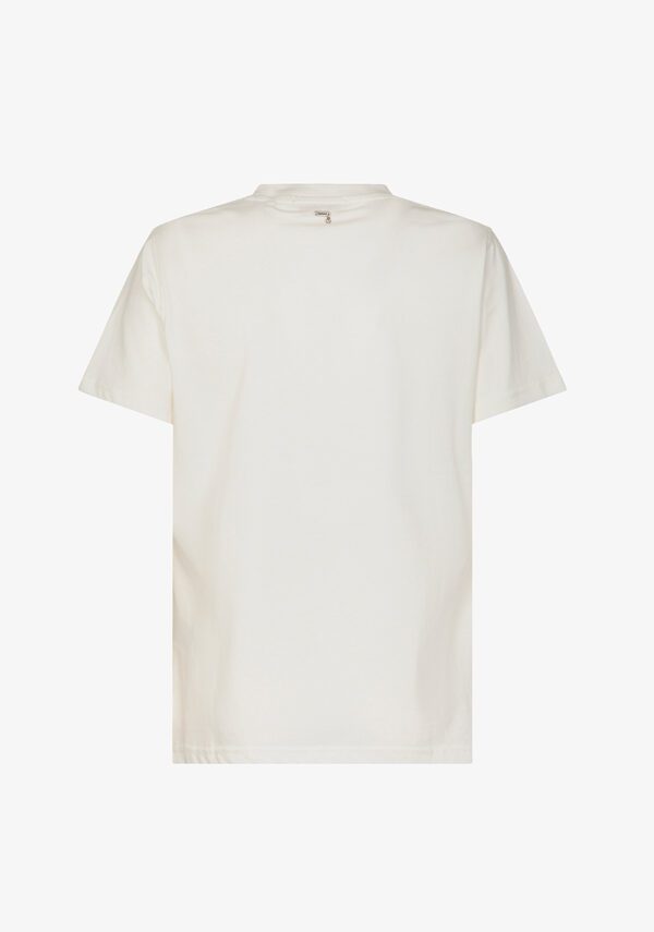 T-shirt con stampa e strass