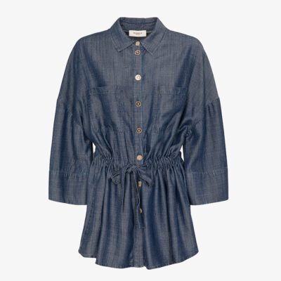 Overshirt tessuto effetto denim con coulisse
