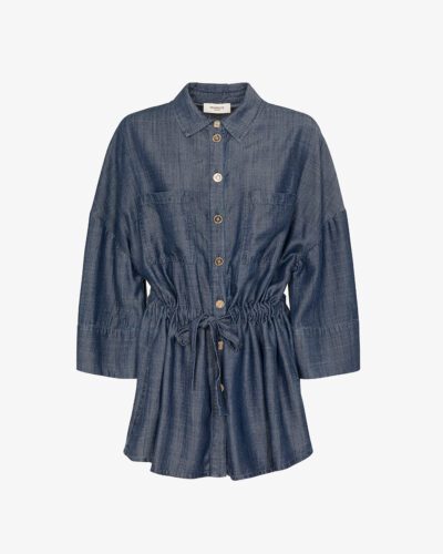 Overshirt tessuto effetto denim con coulisse