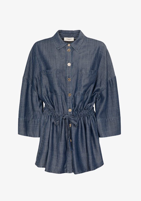 Overshirt tessuto effetto denim con coulisse