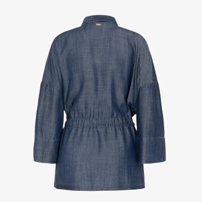 Overshirt tessuto effetto denim con coulisse
