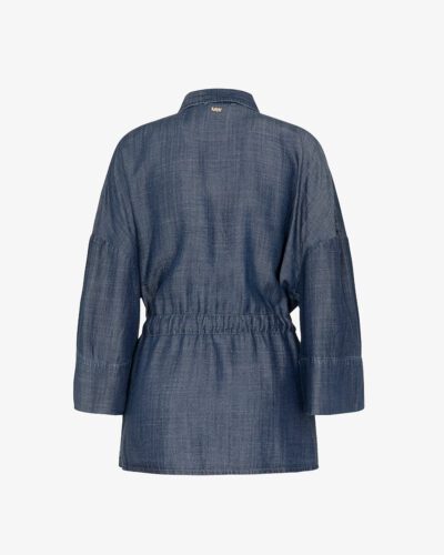 Overshirt tessuto effetto denim con coulisse