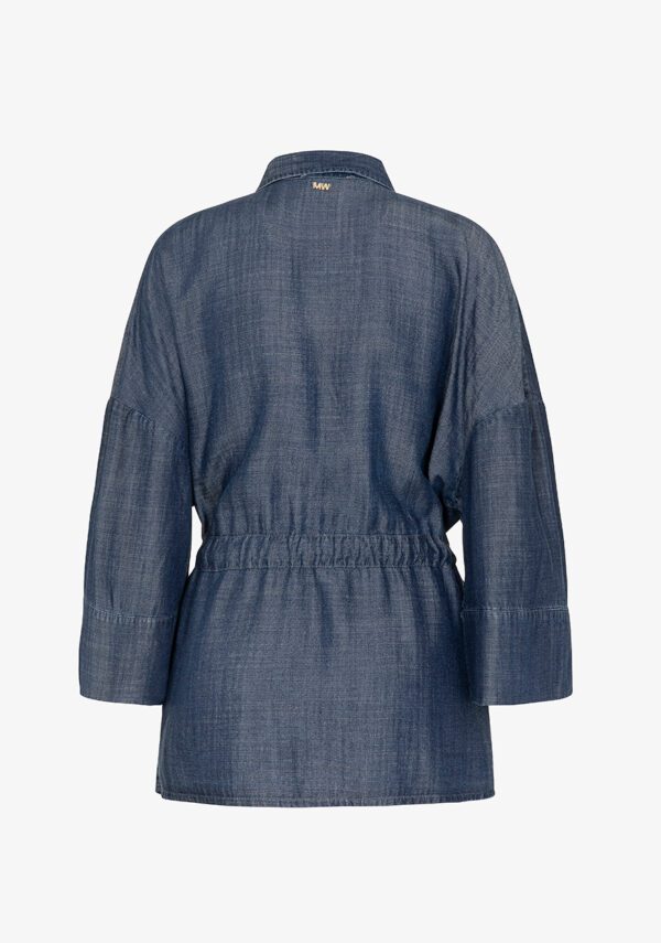 Overshirt tessuto effetto denim con coulisse