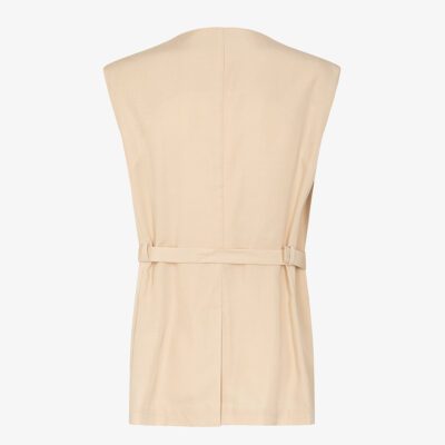 Gilet tasconato in misto lino con cintura