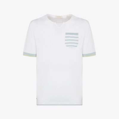 Girocollo jersey con taschino e inserti in maglia