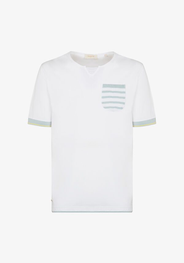 Girocollo jersey con taschino e inserti in maglia