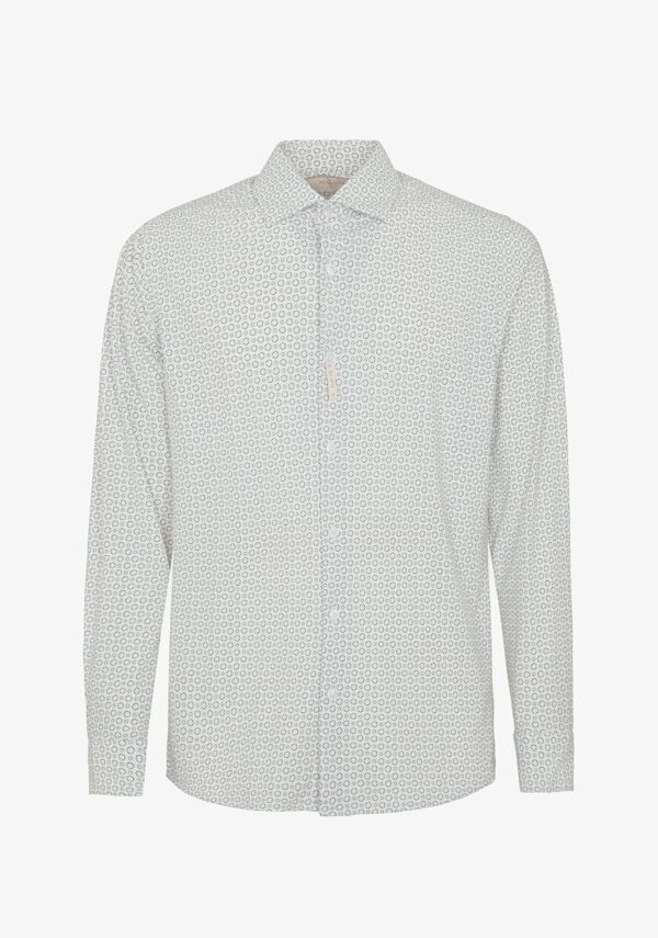 Camicia collo italiano in tessuto no iron stampato