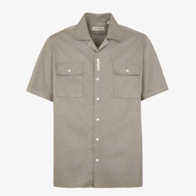Camicia collo riviera in twill tinto capo