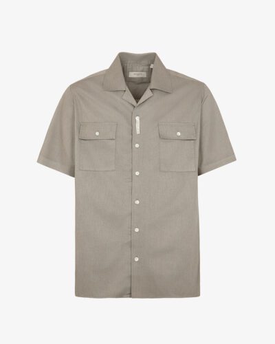 Camicia collo riviera in twill tinto capo