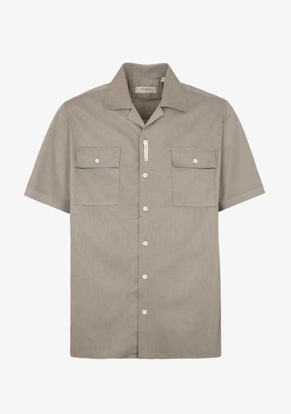 Camicia collo riviera in twill tinto capo