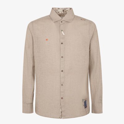 Camicia collo francese in lino maltinto