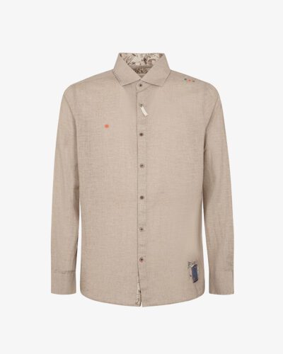 Camicia collo francese in lino maltinto