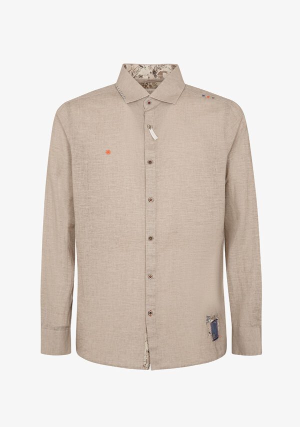 Camicia collo francese in lino maltinto