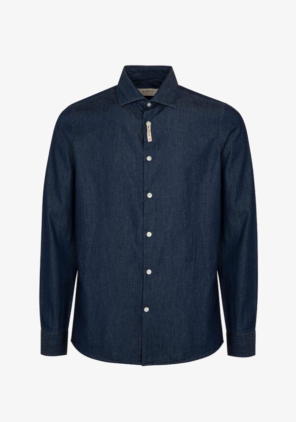 Camicia manica lunga collo francese in denim